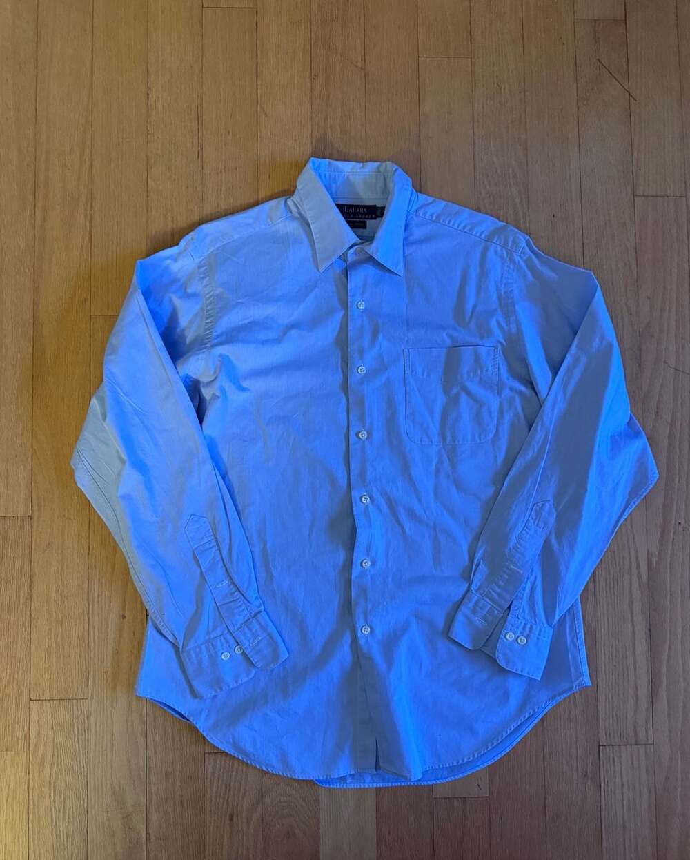 Lauren Ralph Lauren Men's Light Blue 100% Cotton Long Sleeve Shirt Size 16 34/35
